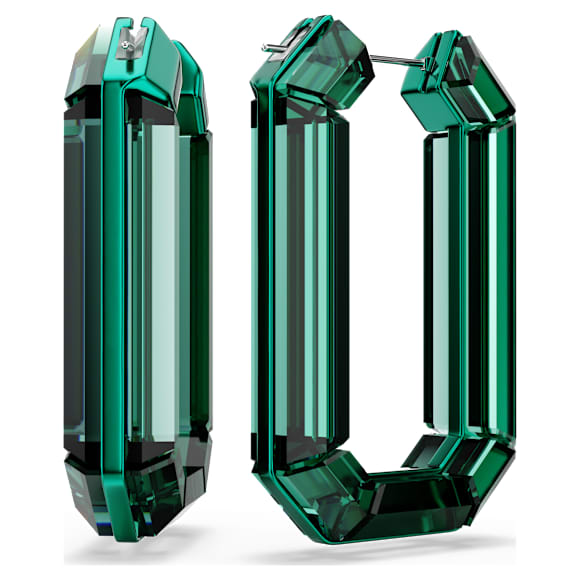 Lucent karika fülbevaló, Statement, Nyolcszög alakú, Zöld - Swarovski, 5633953