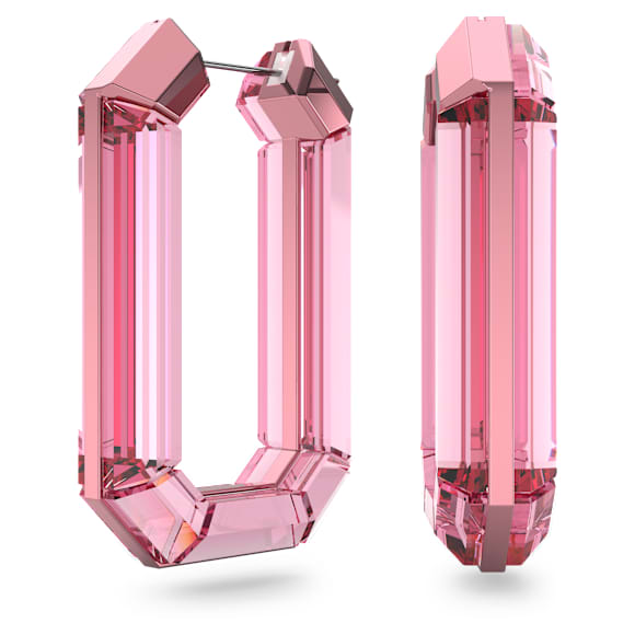 Lucent ต่างหูแบบห่วง, Statement ทรงแปดเหลี่ยม, ชมพู - Swarovski, 5633955