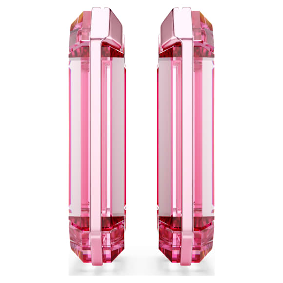 Lucent hoop earrings, Statement, Octagon shape, Pink - Swarovski, 5633955