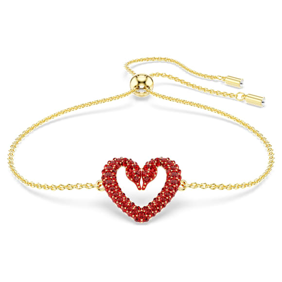 Náramek Sublima, Srdce, Malý, Červená, Pokoveno ve zlatém odstínu - Swarovski, 5634724