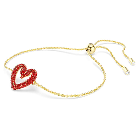Náramek Sublima, Srdce, Malý, Červená, Pokoveno ve zlatém odstínu - Swarovski, 5634724