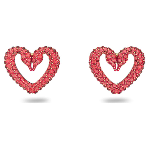 Sublima Ohrstecker, Herz, Klein, Rot, Goldlegierungsschicht - Swarovski, 5634812
