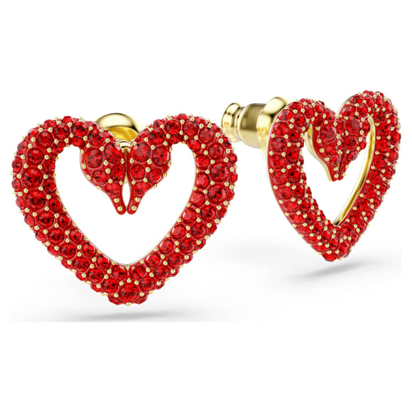 Sublima 耳钉, 心形, 小号, 红色, 镀金色调 - Swarovski, 5634812