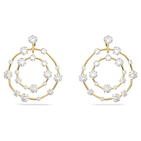 Constella 夹式耳环, 圆形切割, 白色, 镀金色调 - Swarovski, 5635362