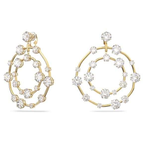 Constella 夹式耳环, 圆形切割, 白色, 镀金色调 - Swarovski, 5635362