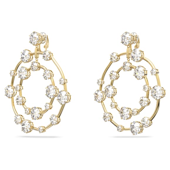 Constella 夹式耳环, 圆形切割, 白色, 镀金色调 - Swarovski, 5635362