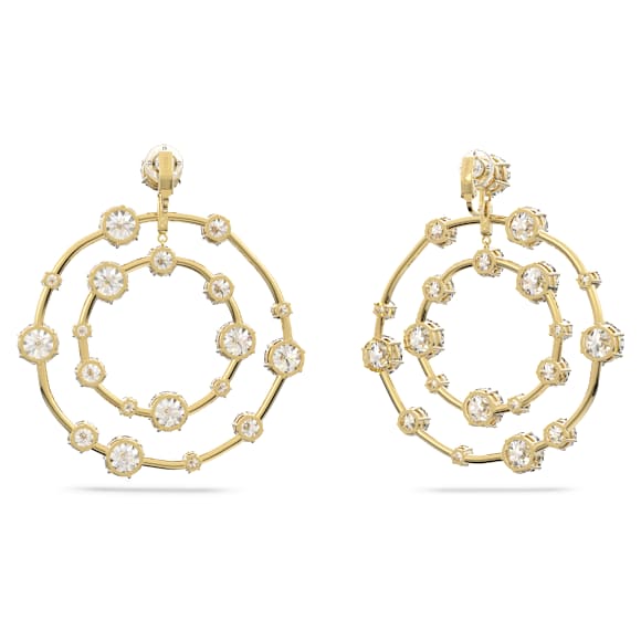 Constella 夹式耳环, 圆形切割, 白色, 镀金色调 - Swarovski, 5635362