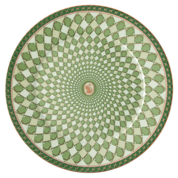 Signum bread plate, Porcelain, Green - Swarovski, 5635495