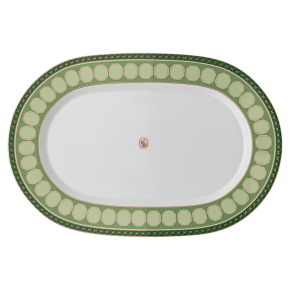 Signum serveerschaal, Porselein, Groot, Groen - Swarovski, 5635504