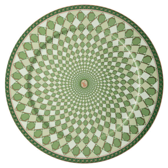Signum service plate, Porcelain, Large, Green - Swarovski, 5635514