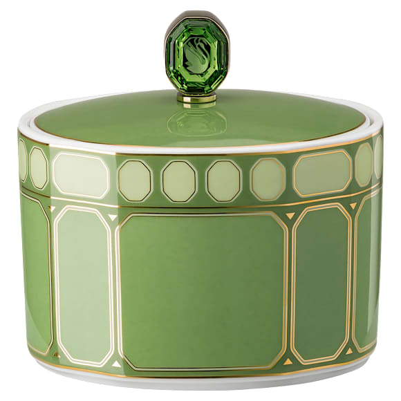 Signum sugar bowl, Porcelain, Green - Swarovski, 5635560