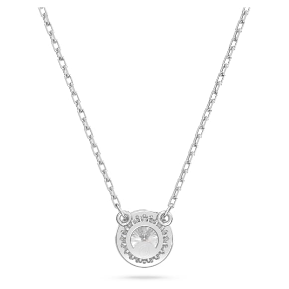 Pandantiv Constella, Tăietură rotundă, Pavé, Alb, Placat cu rodiu - Swarovski, 5636264