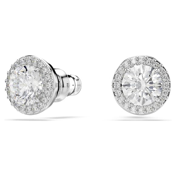 Constella düğme Küpeler, Yuvarlak kesim, Pavé, Beyaz, Rodyum kaplama - Swarovski, 5636269