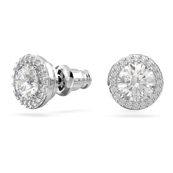 Orecchini a lobo Constella, Taglio tondo, Pavé, Bianchi, Placcato rodio - Swarovski, 5636269