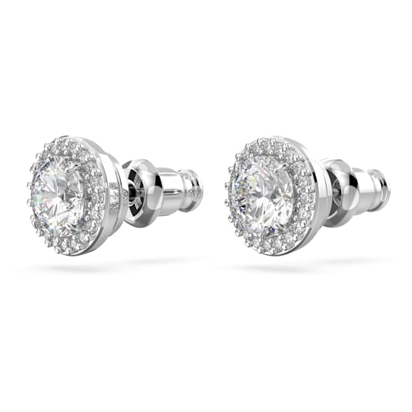 Orecchini a lobo Constella, Taglio tondo, Pavé, Bianchi, Placcato rodio - Swarovski, 5636269