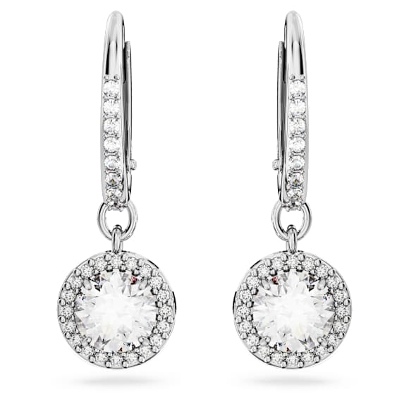 Constella 드롭 이어링, 라운드 컷, 파베, 화이트, 로듐 플래팅 - Swarovski, 5636270