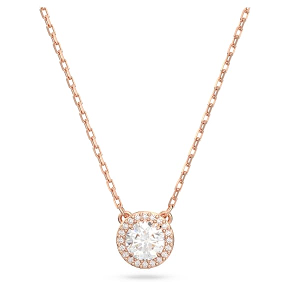 Pendente Constella, Taglio tondo, Pavé, Bianco, Placcato color oro rosa - Swarovski, 5636272
