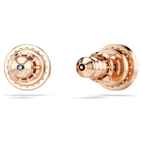 Brincos stud Constella, Lapidação redonda, Pavé, Branco, Lacado a rosa dourado - Swarovski, 5636275