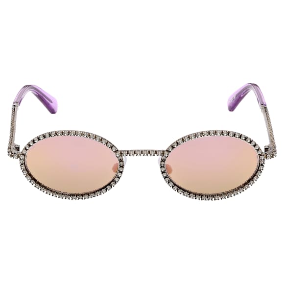 Sunglasses, Oval shape, Pavé, SK0340 08Y, Black - Swarovski, 5636333