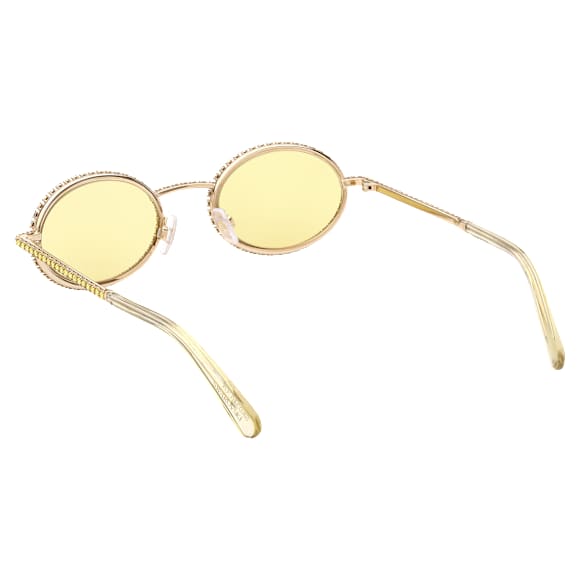 Okulary przeciwsłoneczne, Kształt owalny, Oprawa brukowa, SK0340 32L, Żółte - Swarovski, 5636335