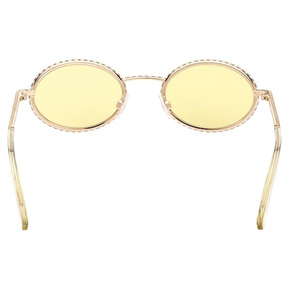 Okulary przeciwsłoneczne, Kształt owalny, Oprawa brukowa, SK0340 32L, Żółte - Swarovski, 5636335