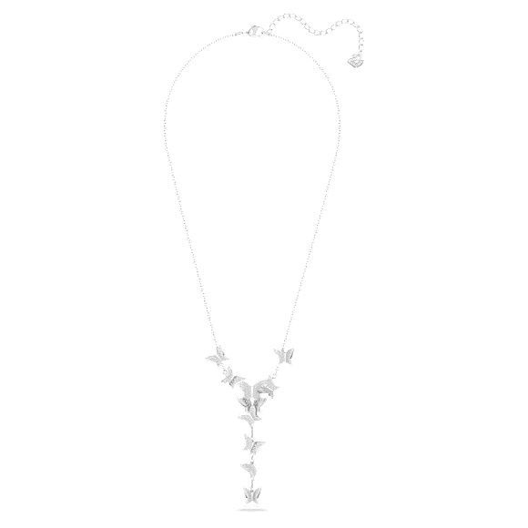 Collar en Y Idyllia Lilia, Mariposa, Blanco, Baño de rodio - Swarovski, 5636415