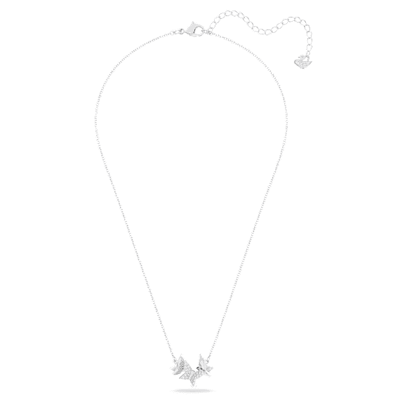 Verižica Idyllia Lilia, Metulj, Bela, Prevleka iz rodija - Swarovski, 5636421