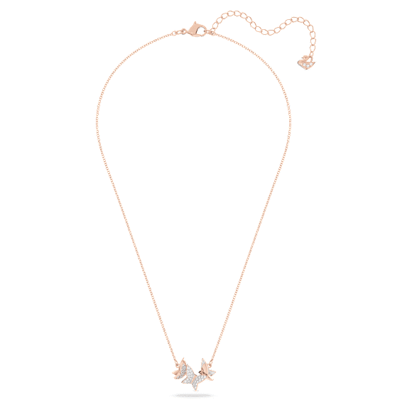 Idyllia Lilia necklace, Butterfly, White, Rose gold-tone plated - Swarovski, 5636422