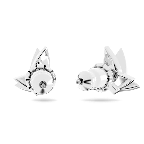 Idyllia Lilia stud earrings, Butterfly, White, Rhodium plated - Swarovski, 5636424