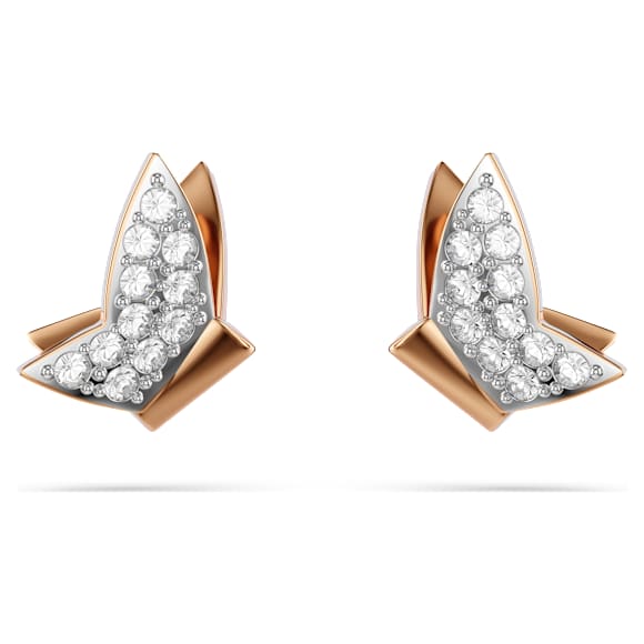 Orecchini a lobo Idyllia Lilia, Farfalla, Bianchi, Finitura oro rosa 18K - Swarovski, 5636427