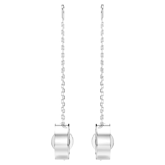 Hollow drop earrings, Long, White, Rhodium plated - Swarovski, 5636435