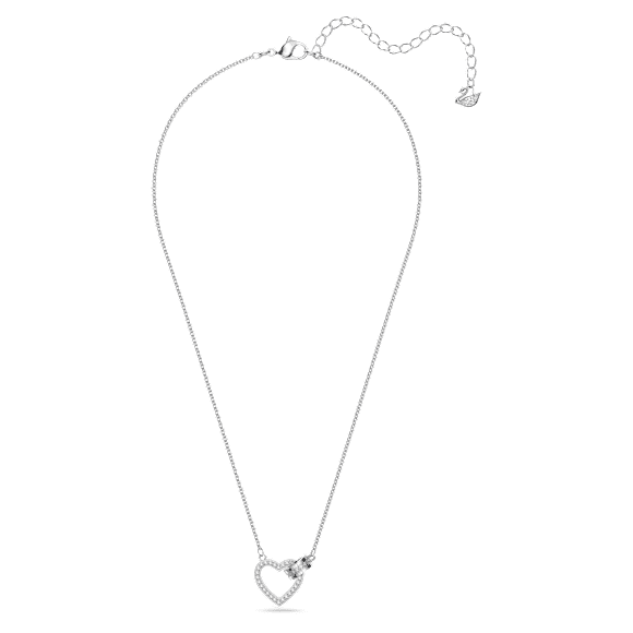 Lovely necklace, Heart, White, Rhodium plated - Swarovski, 5636444