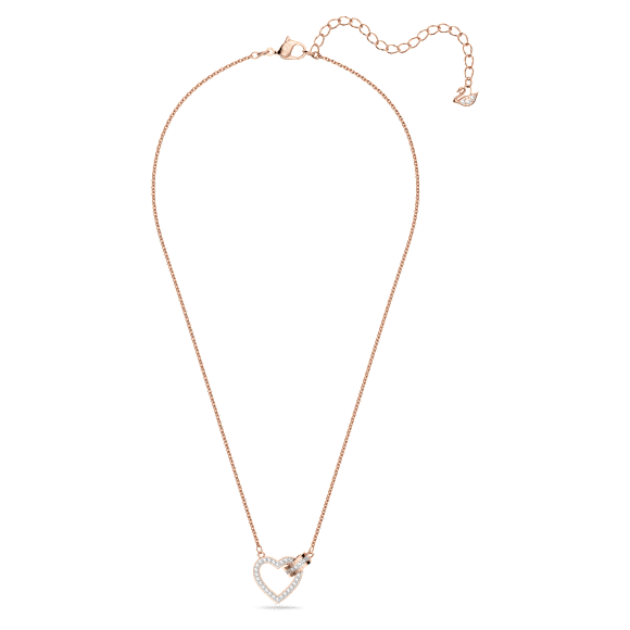 Lovely necklace, Heart, White, 18K rose gold finish - Swarovski, 5636445