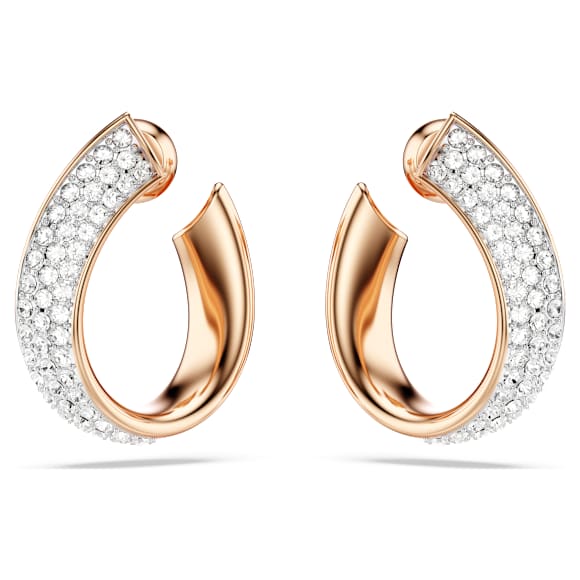 Exist ต่างหูแบบห่วง, ขนาดเล็ก, ขาว, เคลือบโทนสีโรสโกลด์ - Swarovski, 5636448