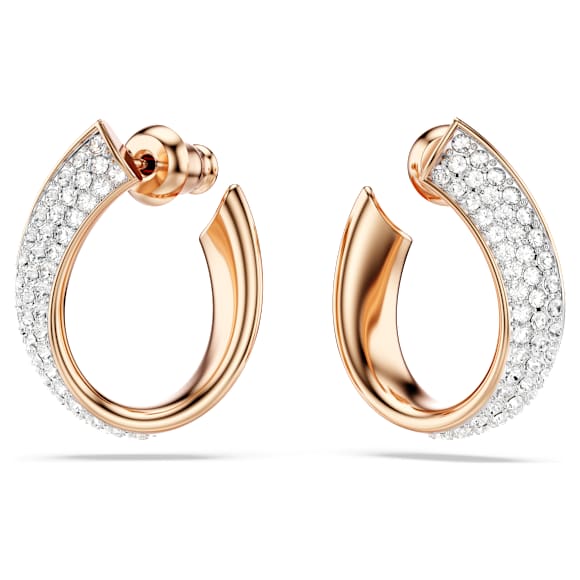 Exist ต่างหูแบบห่วง, ขนาดเล็ก, ขาว, เคลือบโทนสีโรสโกลด์ - Swarovski, 5636448