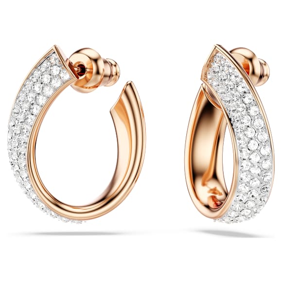 Exist 大圈耳環, 細碼, 白色, 鍍金（玫瑰金色飾面） - Swarovski, 5636448