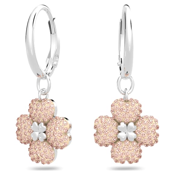 Pendientes Latisha, Flor, Rosas, Baño de rodio - Swarovski, 5636485