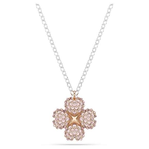 Latisha pendant, Flower, Pink, Mixed metal finish - Swarovski, 5636488