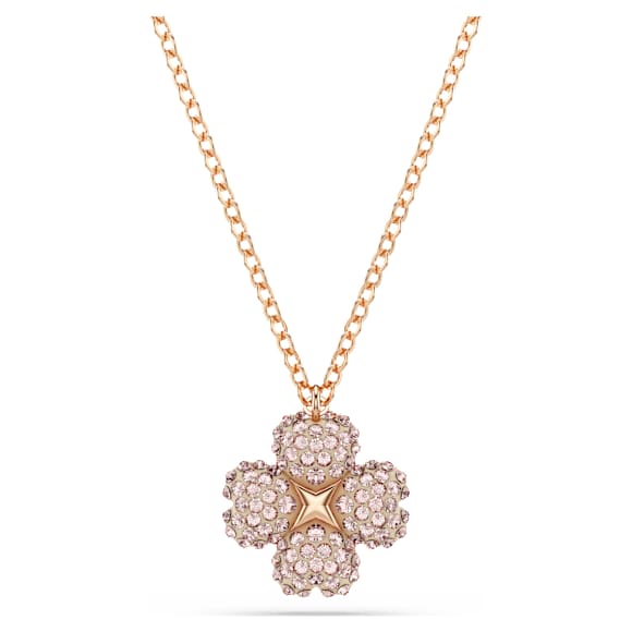 Pandantiv Latisha, Floare, Roz, Placat cu nuanță roz-aurie - Swarovski, 5636489