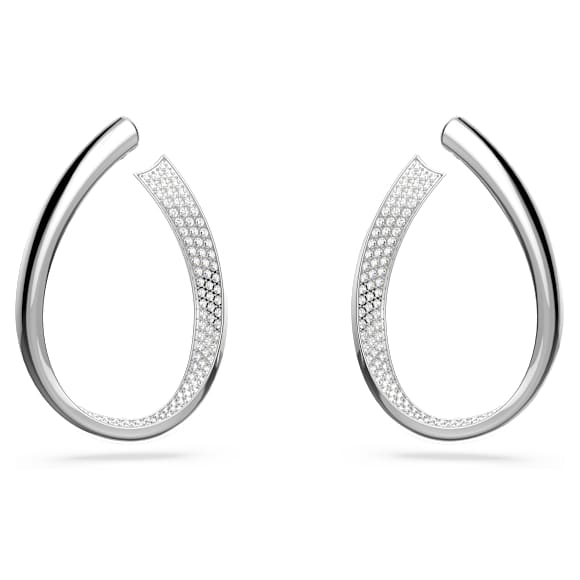 Anneaux d'oreilles Exist, Medium, Blanches, Métal rhodié - Swarovski, 5636490