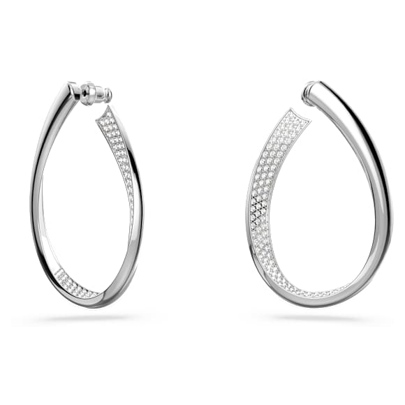 Anneaux d'oreilles Exist, Medium, Blanches, Métal rhodié - Swarovski, 5636490