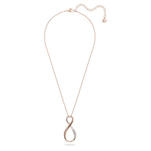 Exist pendant, Infinity, White, Rose gold-tone plated - Swarovski, 5636494
