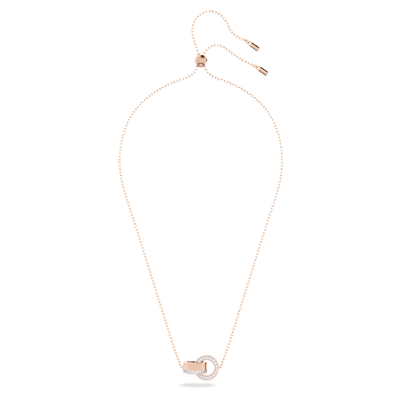 Hollow pendant, Interlocking loop, White, Rose gold-tone plated - Swarovski, 5636496
