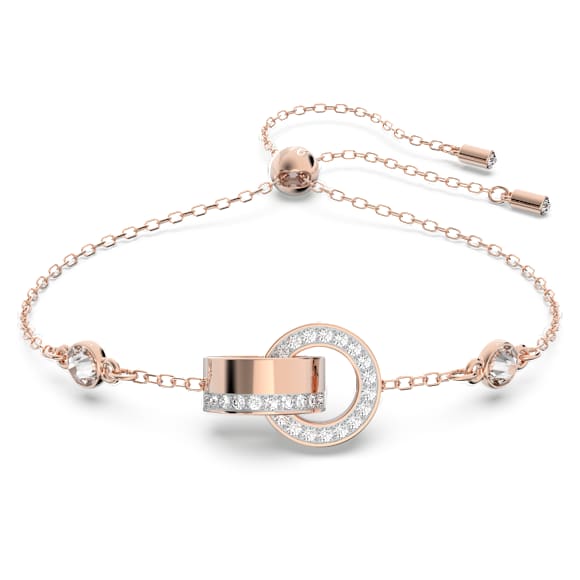 Dextera Armband, Sammanlänkade öglor, Vit, 18K roséguldsfinish - Swarovski, 5636498