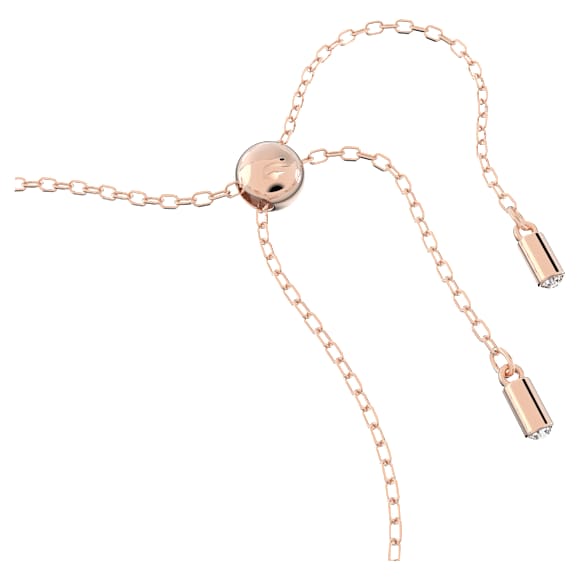 Hollow armband, In elkaar grijpende lus, Wit, Roségoudkleurige toplaag - Swarovski, 5636498