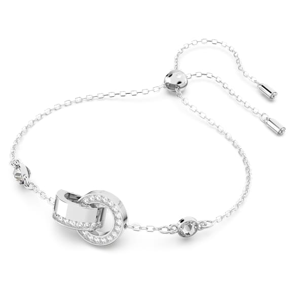 Dextera 手链, 环形相扣, 白色, 镀铑 - Swarovski, 5636499
