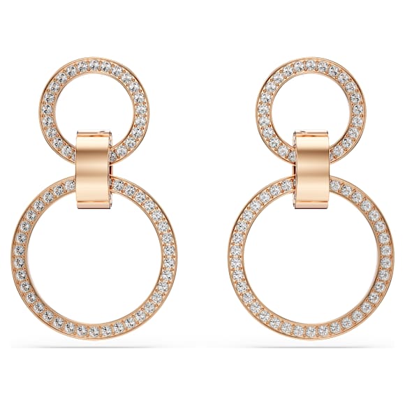 Anneaux d'oreilles Dextera, Blanches, Doré à l’or rose 18 carats (750/1000) - Swarovski, 5636502