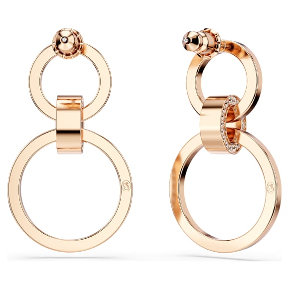 Pendientes de aro Hollow, Blancos, Baño tono oro rosa - Swarovski, 5636502