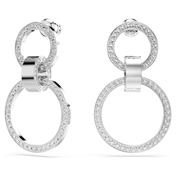 Hollow Kreolen, Weiß, Rhodiniert - Swarovski, 5636503
