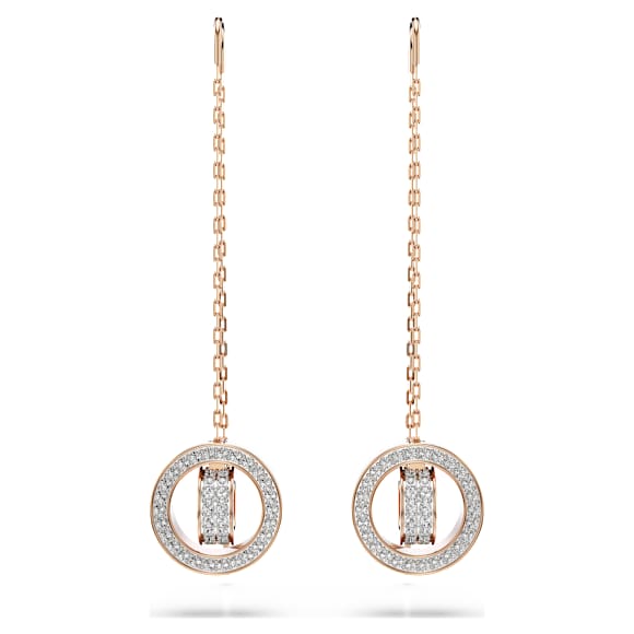 Dextera 水滴形耳环, 密镶, 白色, 镀玫瑰金色调 - Swarovski, 5636504